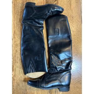 Amazon’s Cavalier Equestrian Tall Riding Boots in Black Leather Sz 7 S No Laces